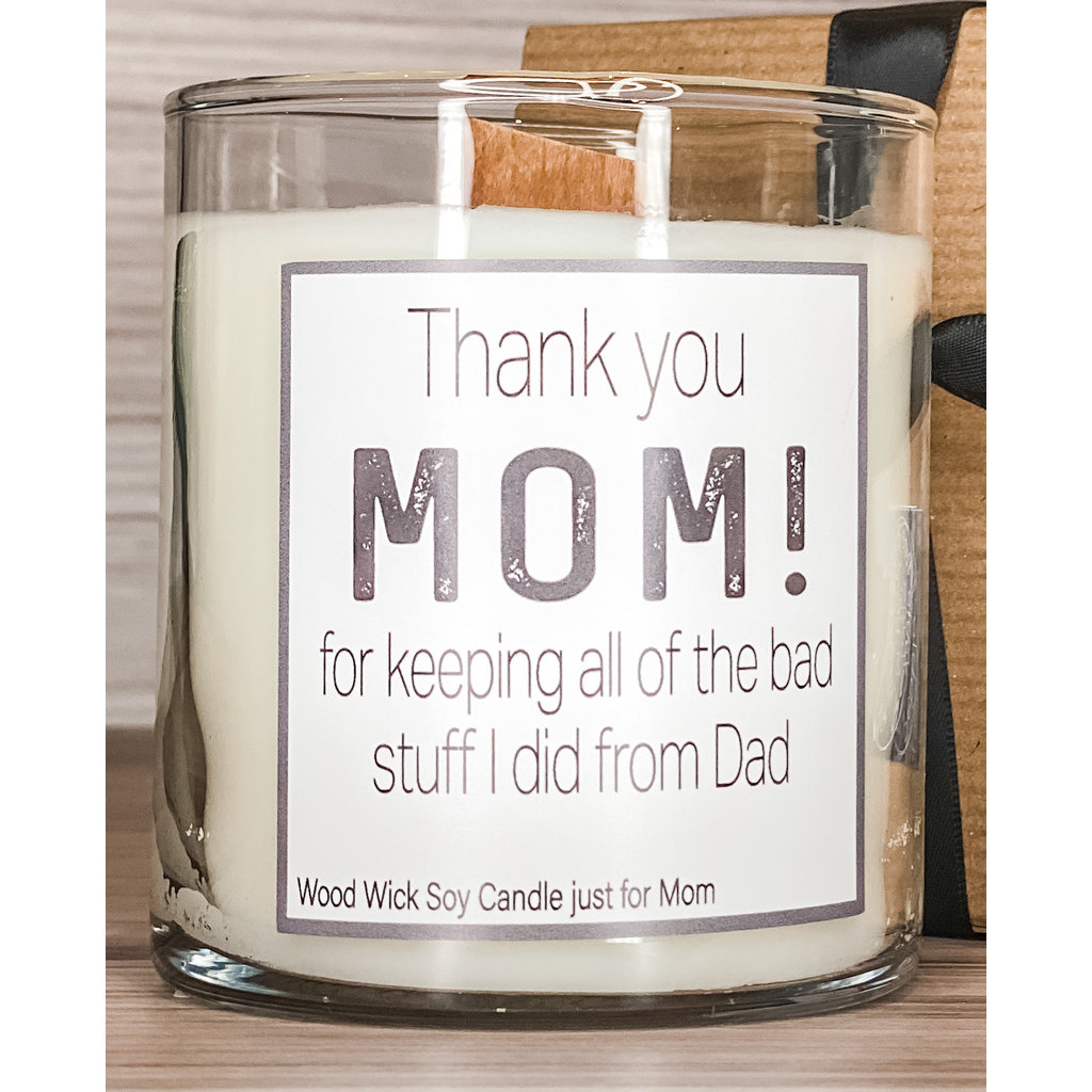 Pebble Tree Candle Co. Thank You Mom for not telling Dad Wood Wick Soy Candle | Pre Order dating May 5