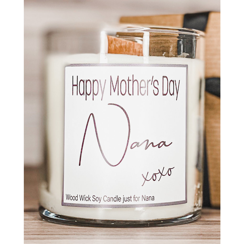 Pebble Tree Candle Co. Happy Mother's Day Nana Wood Wick Soy Candle | Pre Order dating May 5