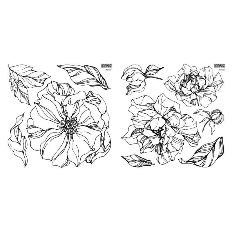 Iron Orchid Designs Iron Orchid Designs - Peonies Decor Stamp - IOD-STM-FRH