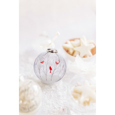 Cardinal in Trees Glass Ball Ornament