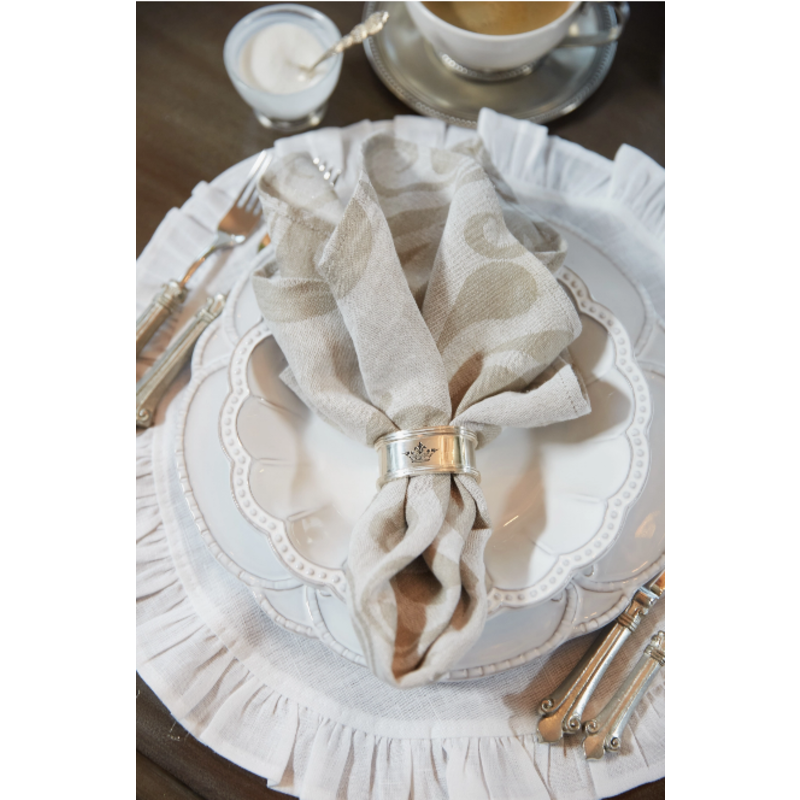 Crown Linen Designs Jacquard Linen Napkin Set of 4