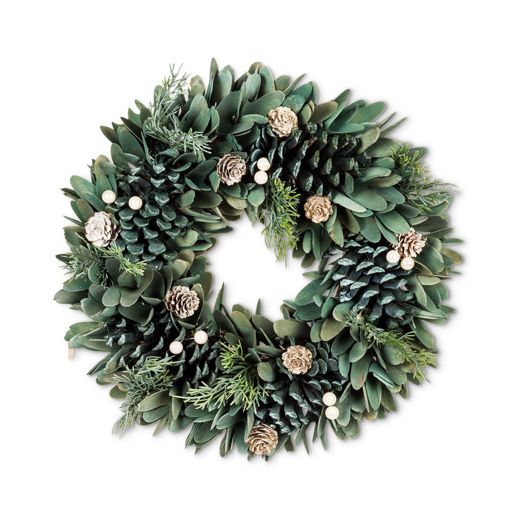 Florette & Pinecone Wreath 13"
