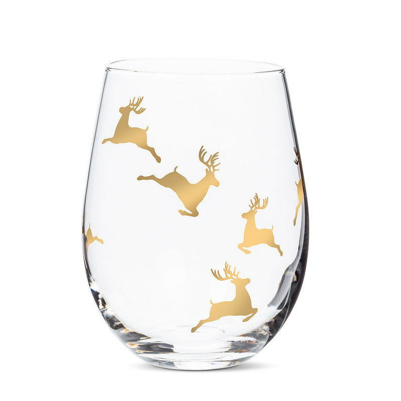 Reindeer Stemless Wine Glass