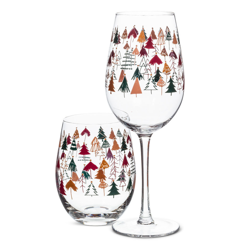 Wintry Trees Wine Glass