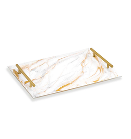 Resin Serving Trays with Handles Made in Canada | Gold, Grey and White