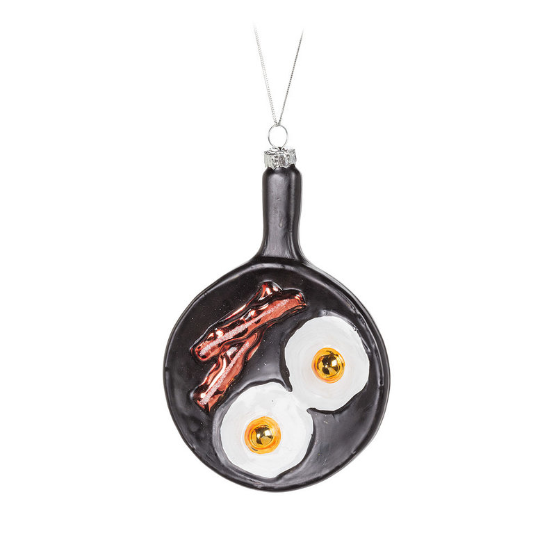 Bacon & Eggs Frying Pan Glass Ornament