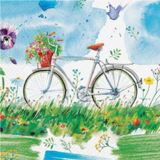Luncheon Watercolor Bicycle Napkins | Package of 20