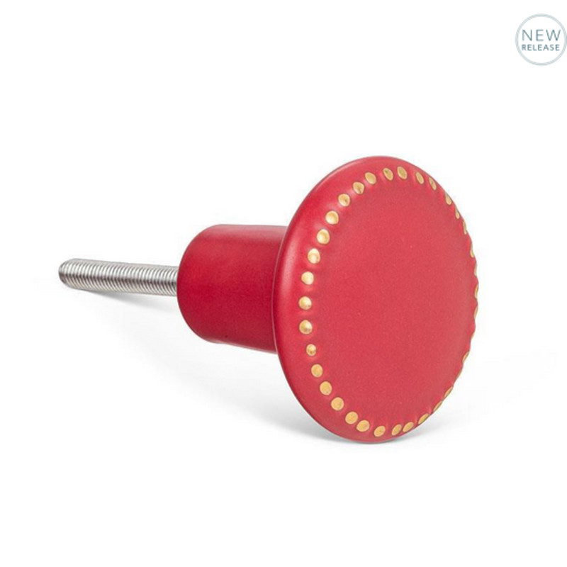Matte Knob with Gold Dot Edge | Red