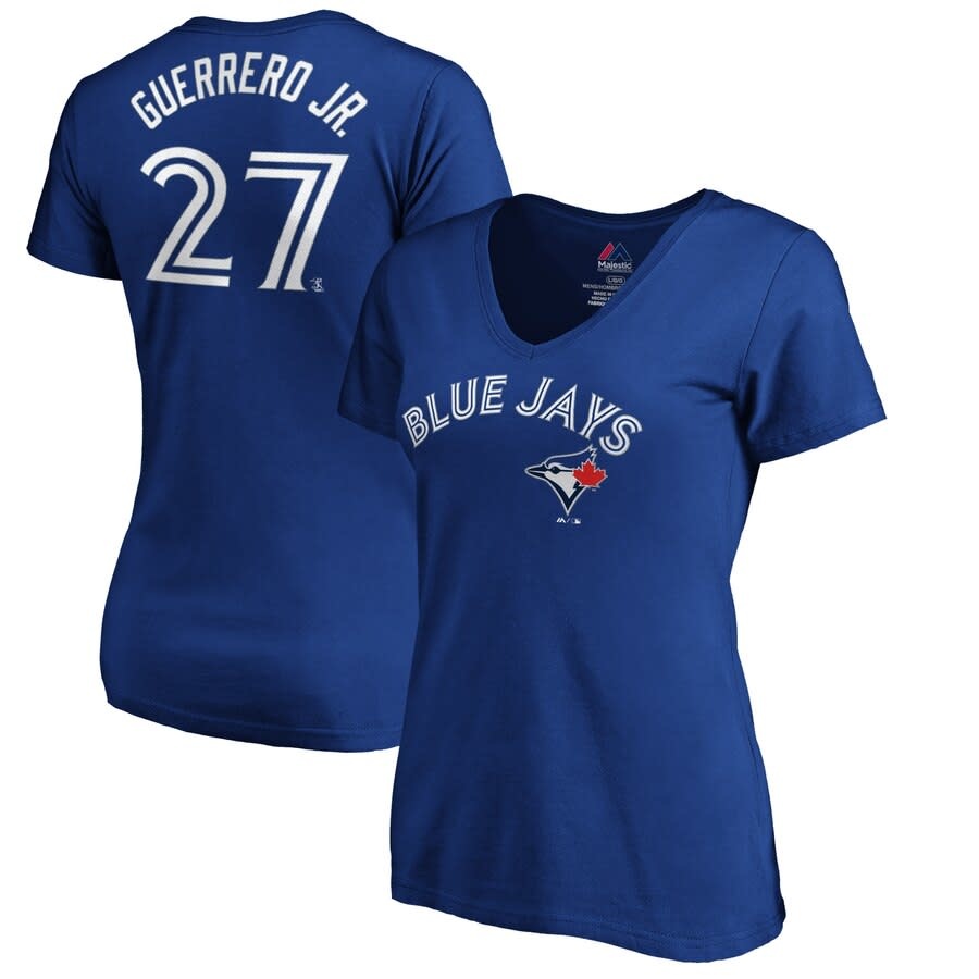 Majestic women vneck T-Shirt Toronto Blue Jays Vladimir Guerrero JR
