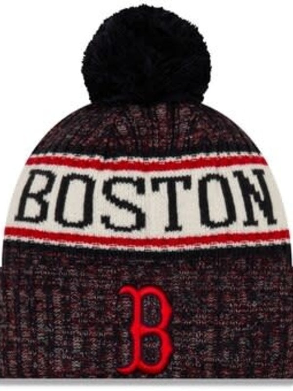 New Era New Era Men's Boston Red Sox Primary Logo Sport Cuffed Knit Hat with Pom