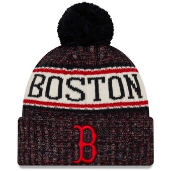 New Era Men's Boston Red Sox Primary Logo Sport Cuffed Knit Hat with Pom