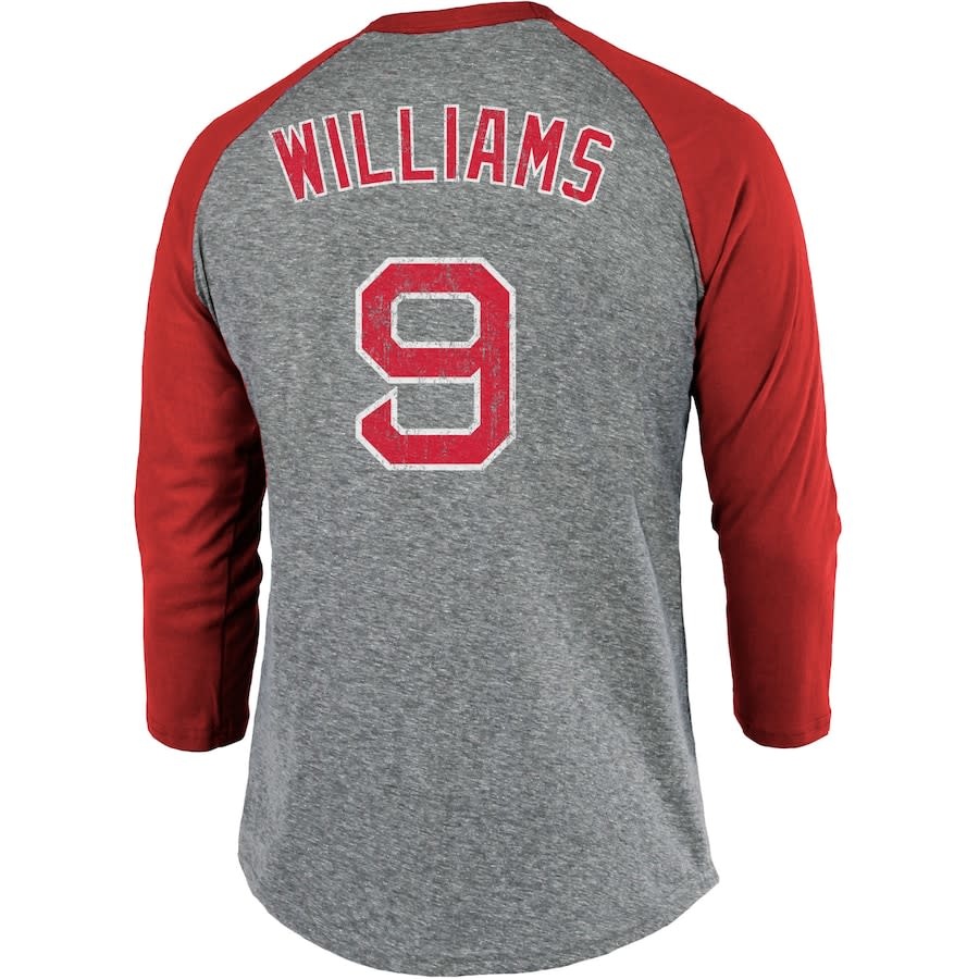 Majestic 3/4 sleeve raglan crew neck tee So much extra gray/red red sox Ted Williams
