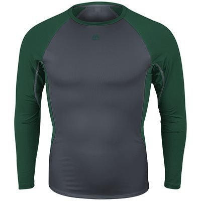 Majestic Youth Premier Warrior Fitted Long Sleeve Baselayer youth - Granite/Dark Green