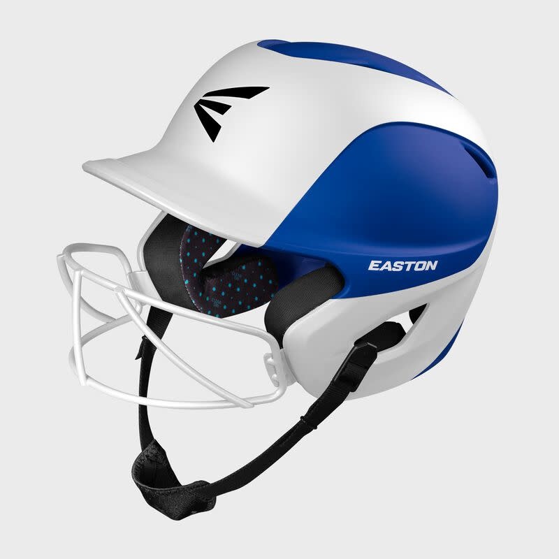 Easton Ghost women helmet 2 tone matte royal & white with facemask