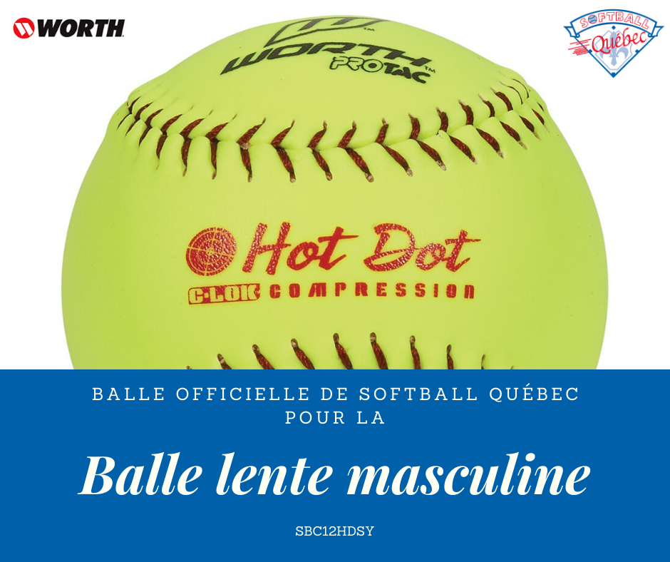 Worth Softball 12'' -édition spéciale Softball Québec  douzaine Hot dot Cor. 52, 275lbs