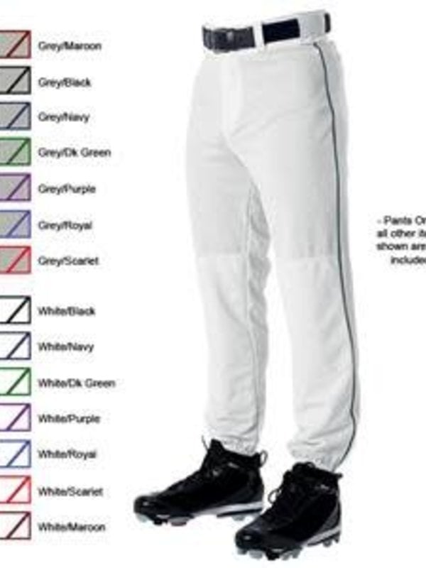 Alleson Alleson Pant 3/4 adult white with piping