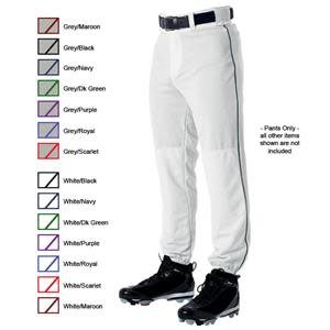 Alleson Pant 3/4 adult white with piping
