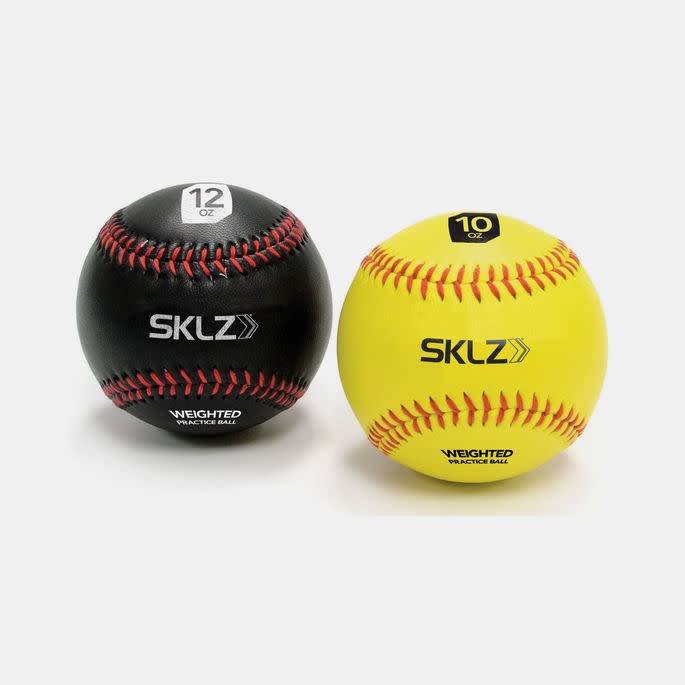 SKLZ weighted baseball 2pk - yellow 10oz - black 12oz