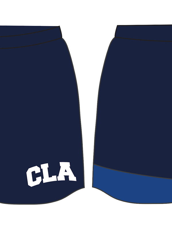 On Field Short On FIeld dry fit bleu marine et bleu  royal  avec logo CLA softball en sublimation