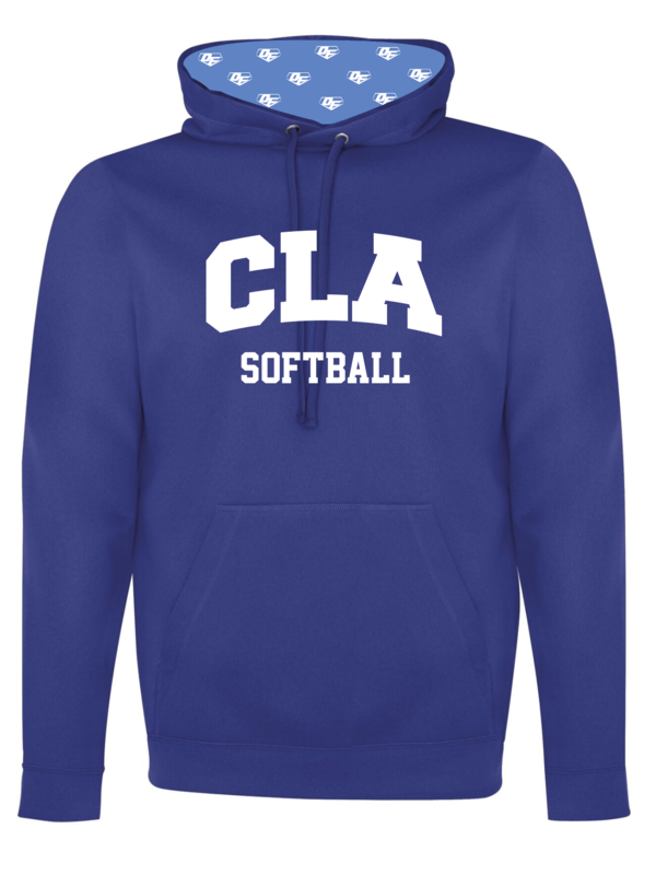 On Field Kangourou dry fit bleu royal avec logo programme CLA softball en sérigraphie