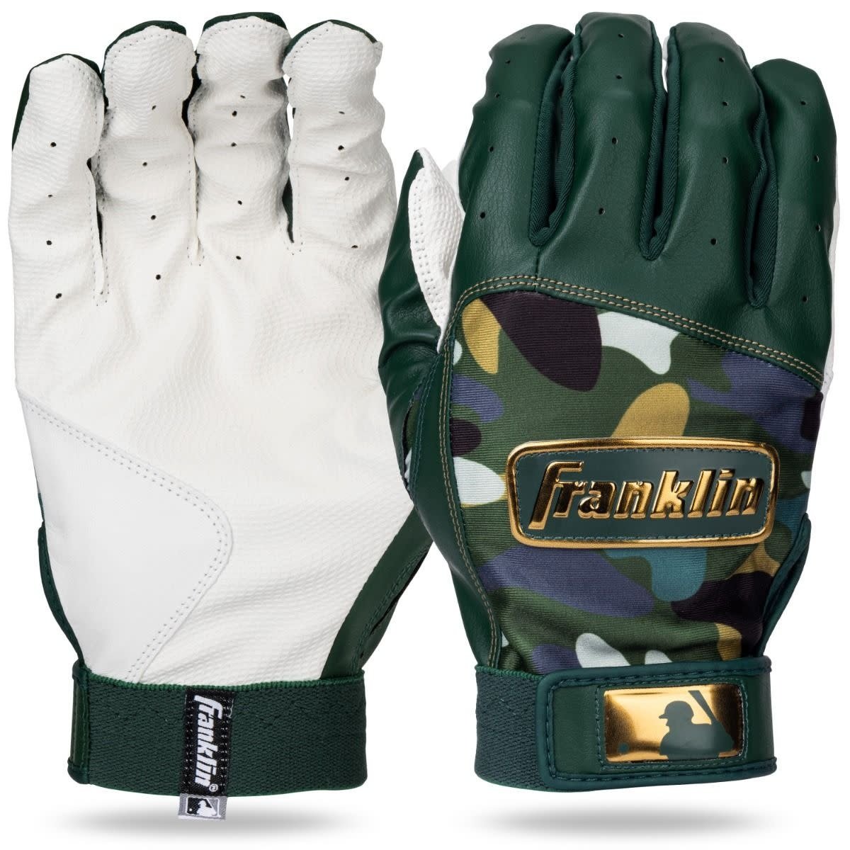 Franklin Digitek adult Batting Gloves White/ Dark Green / Gold camo