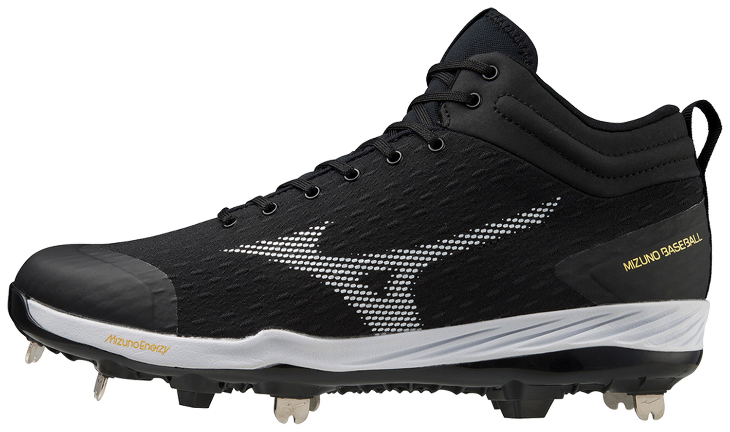 Mizuno Dominant 4 mid men metal baseball cleat black - white