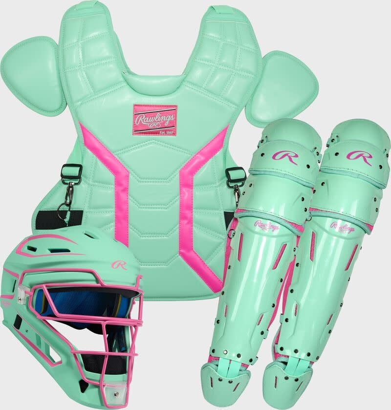 Rawlings Mach Pro Series Catcher's Set mint/pink
