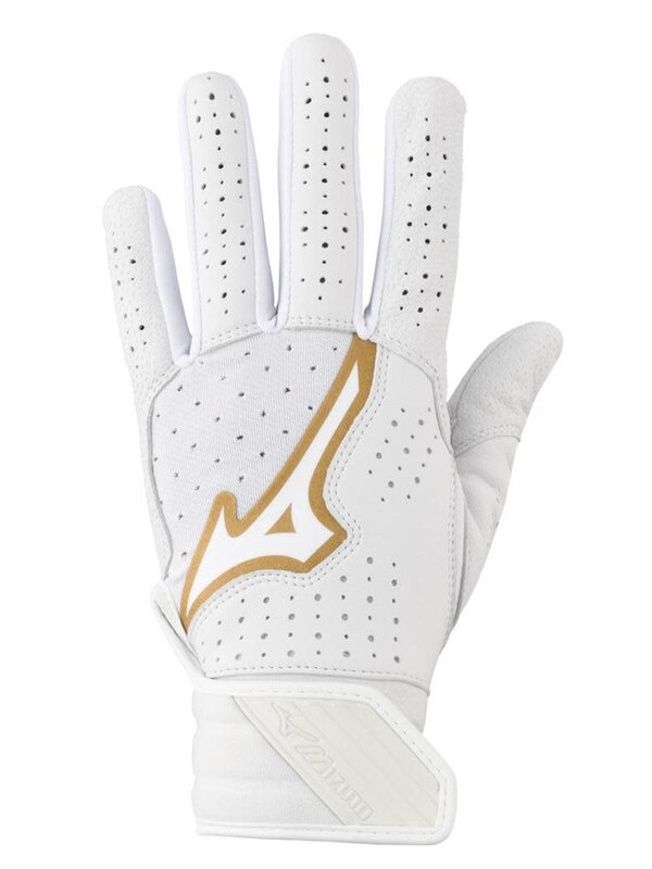 Mizuno Mizuno Pro Select Fastpitch Women's Softball Batting Glove white and gold