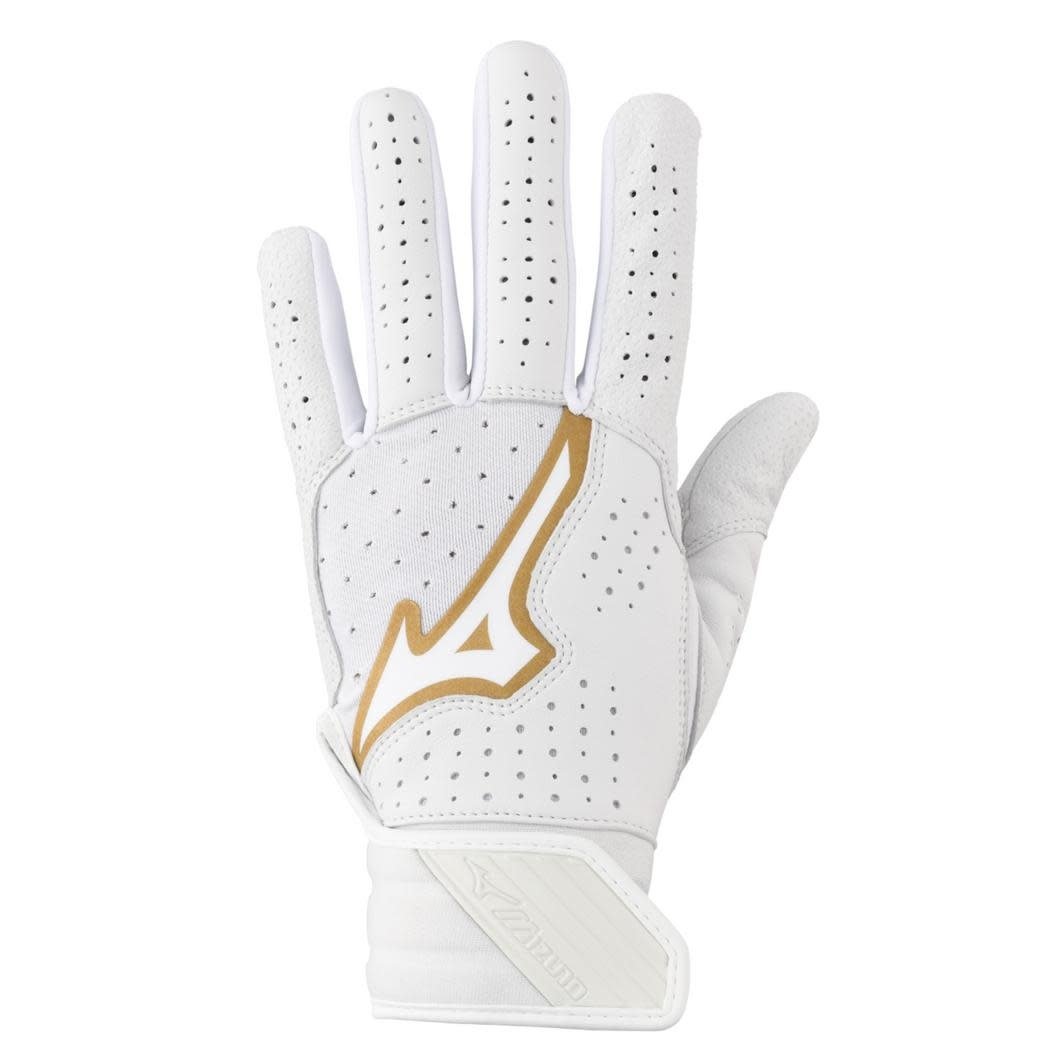 Mizuno Pro Select Fastpitch Women's Softball Batting Glove white and gold