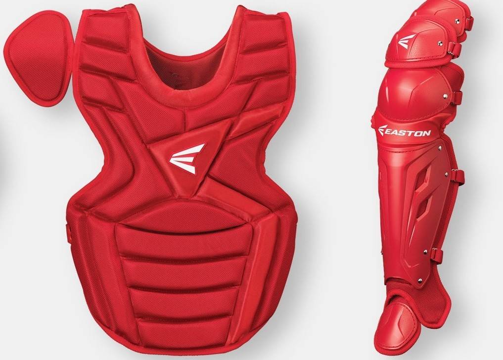 Easton M7 series leg guard and chest protector set youth (9-12) red