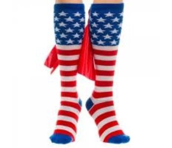 American Flag With Cape Knee High Socks Medium