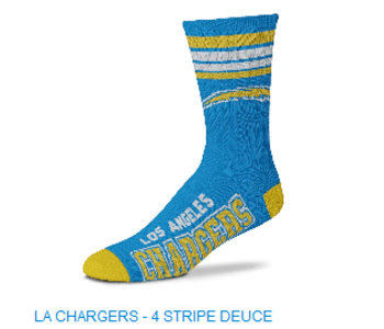 Mens NFL Los Angeles Chargers Team Socks w/Stripes LG