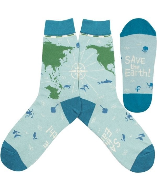 Save The Earth Crew Socks Medium