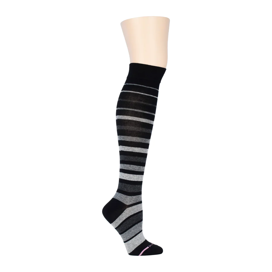 Dr. Motion Dr. Motion Compression Socks Block Stripe Black/Grey Medium