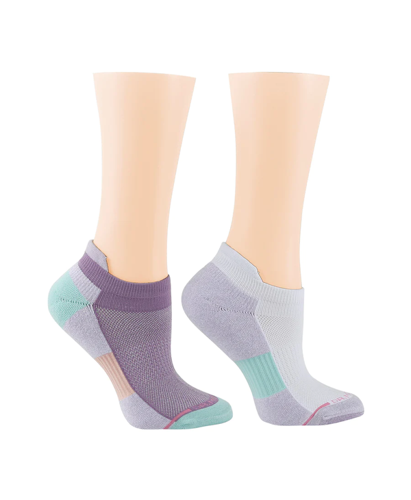 Dr. Motion Compression Ankle Socks 2Pack Color Block Lilac/Mint Medium