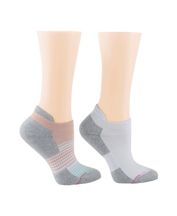 Dr. Motion Compression Ankle Socks 2Pack Ombre Stripe White/Pink Medium