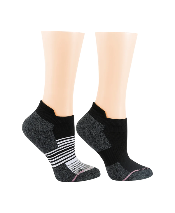 Dr. Motion Compression Ankle Socks 2Pack Ombre Stripe Black/Stormy Medium