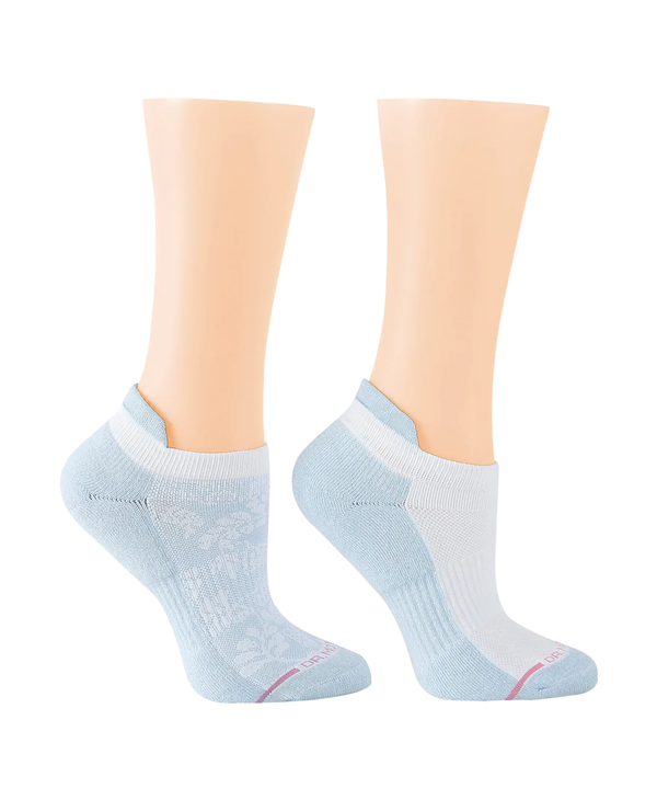 Dr. Motion Compression Ankle Socks 2Pack Pretty Lace White/Blue Medium