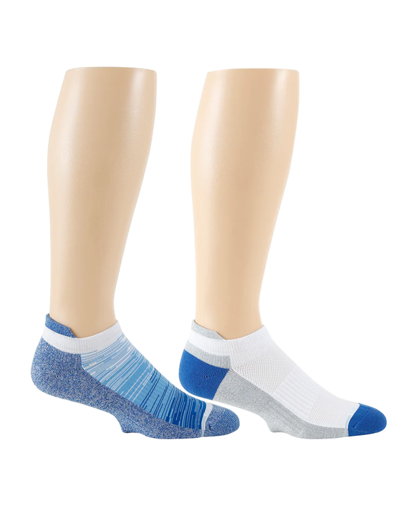 Dr. Motion Compression Ankle Socks 2Pack Ombre White/Blue Large