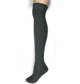 Foot Traffic Cable Knit Over The Knee Grey Socks