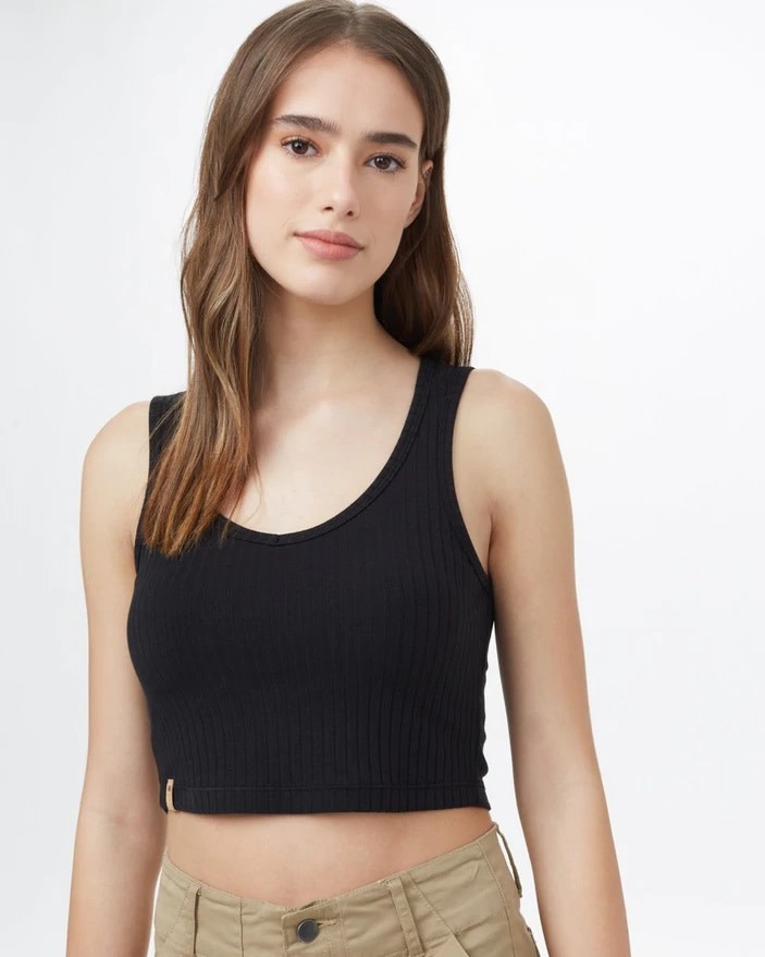 Tentree Clothing Tentree Women's Cropped Fitted Tank - Black