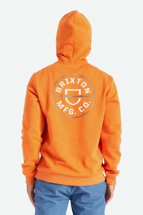 Brixton Men's Crest Hoodie Burnt Orange/Palm/White - Beyond The Usual