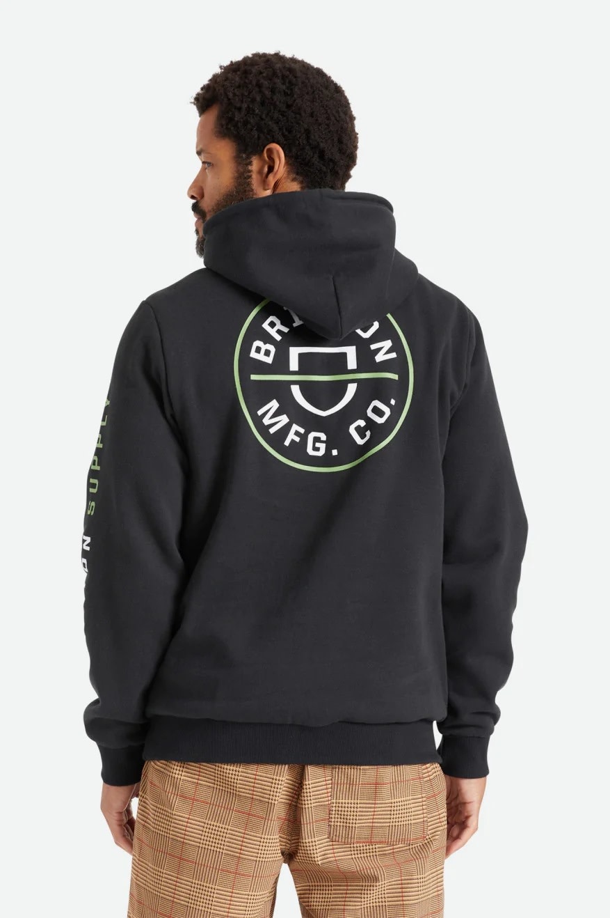 Brixton Brixton Men's Crest Hoodie Black Epsom Green