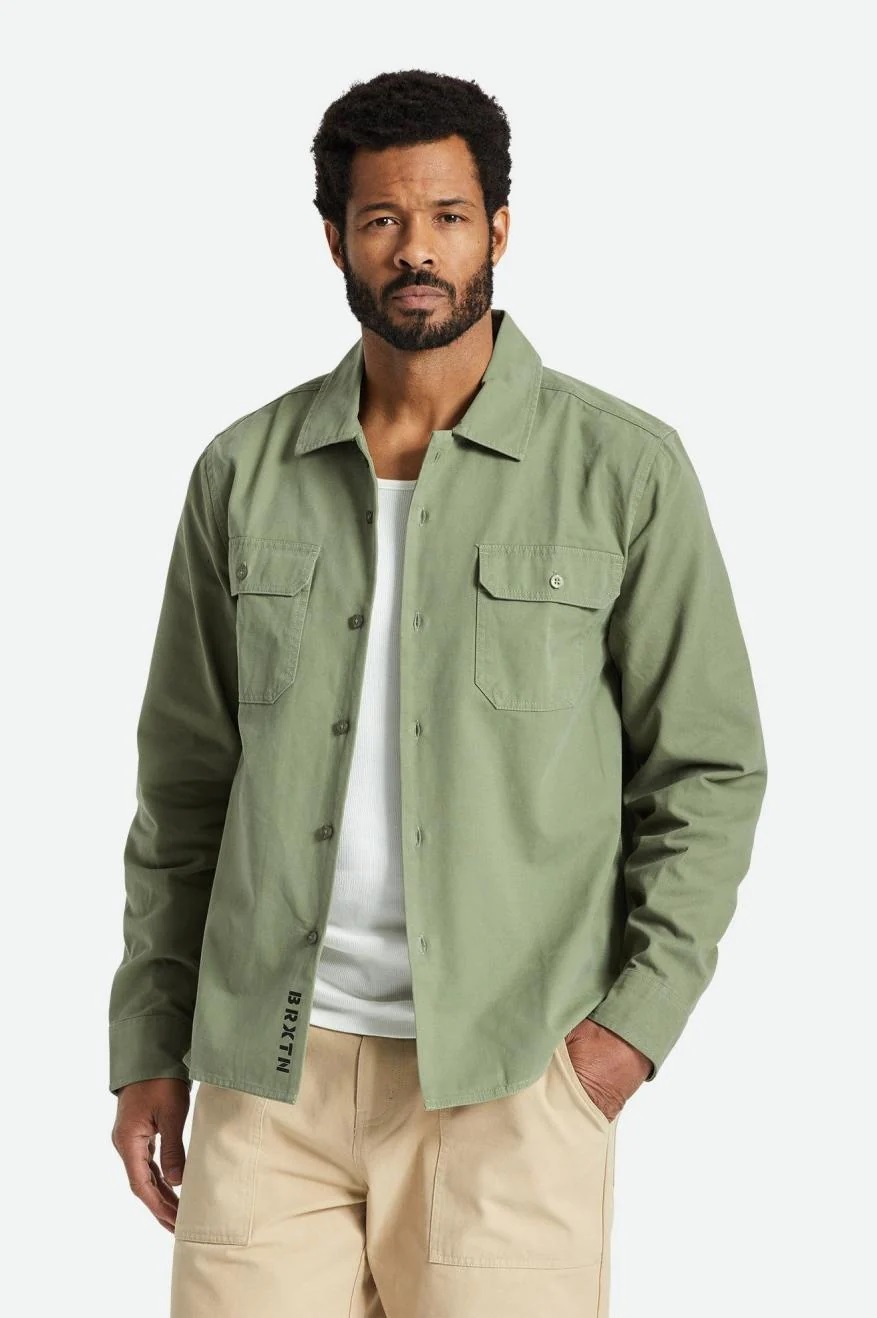 Brixton Brixton Men's Bowery LS  Overshirt - Olive