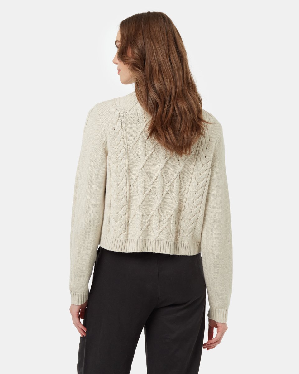 Tentree Clothing Tentree Women's Highline Cabled Cardigan - Pale Oak Hthr