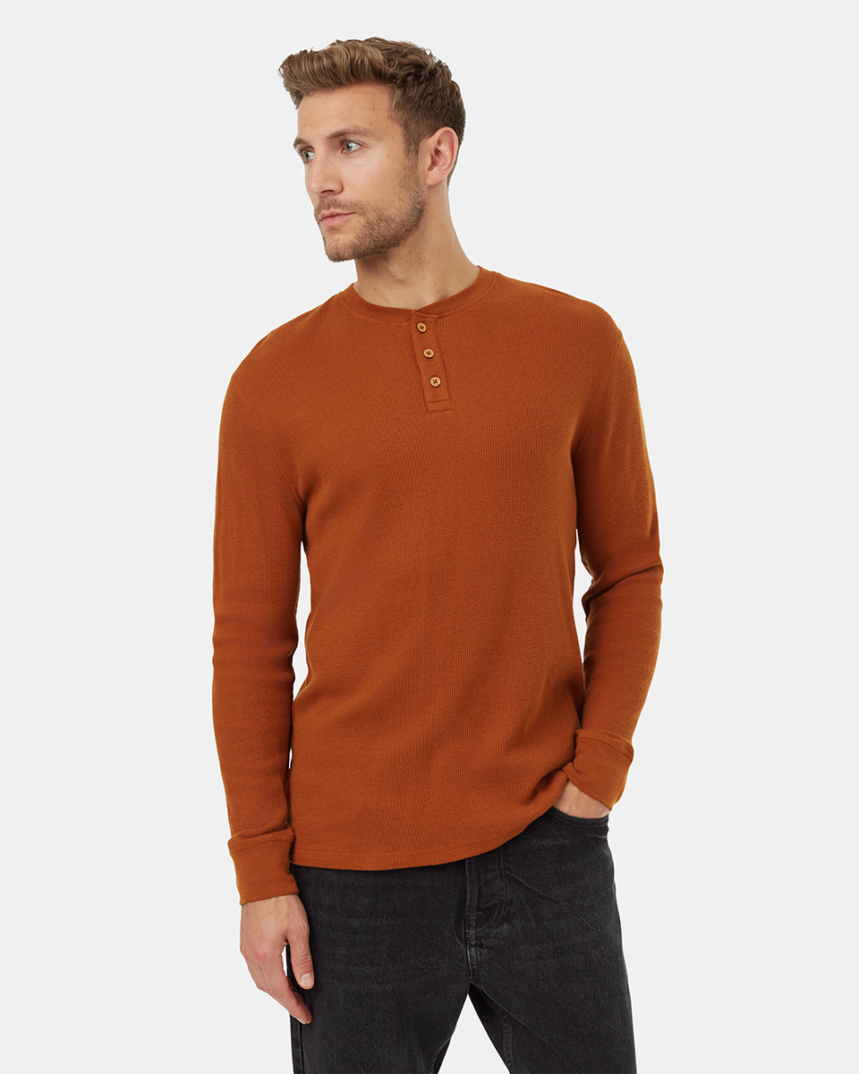 Tentree Clothing Tentree Men's TreeWaffle Henley Longsleeve - Toffee