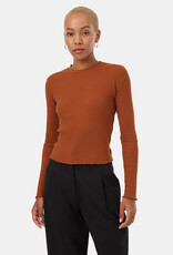 Tentree Clothing Tentree Women's Rib Lettuce Edge Longsleeve - Toffee