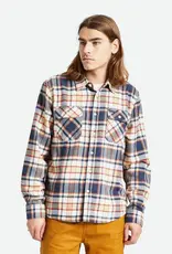 Brixton Brixton Men's Bowery LS  Flannel- Washed Navy/Barn Red/Off White