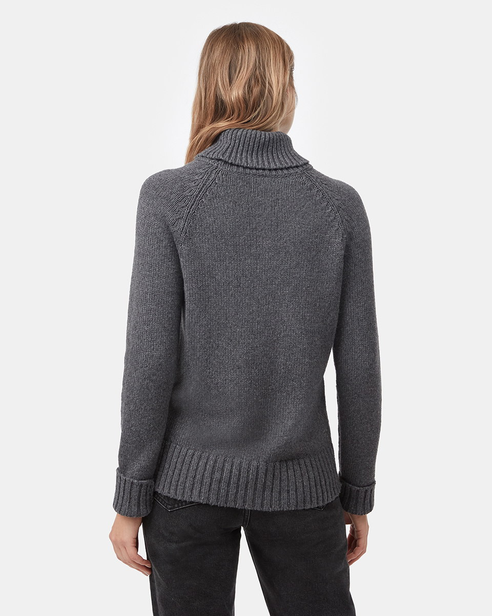Tentree Clothing Tentree Women's Highline Wool Turtleneck Sweater - Dark Grey
