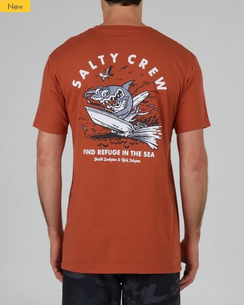 Salty Crew Salty Crew Mens Hot Rod Shark Premium Tee - Rust